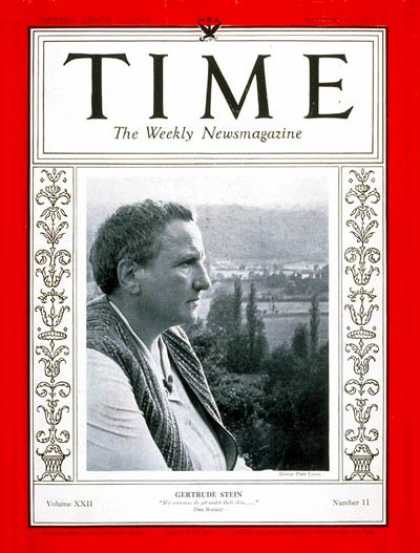 Time - Gertrude Stein - Sep. 11, 1933 - Books - Poets