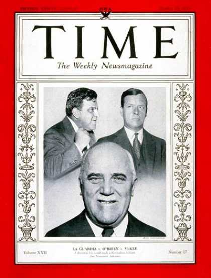 Time - LaGuardia, O'Brien & McKee - Oct. 23, 1933 - Fiorello LaGuardia - Mayors - New Y