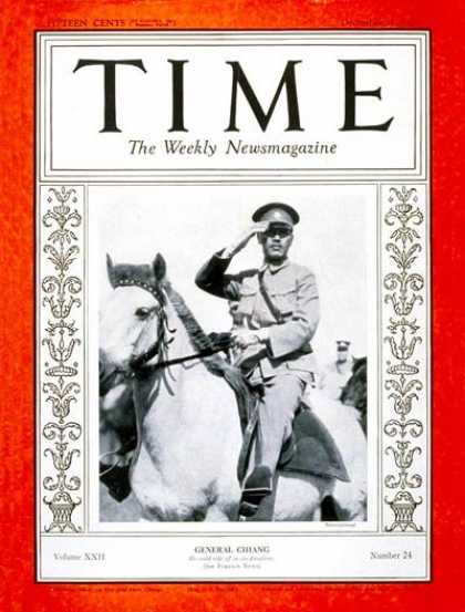 Time - Chiang Kai-shek - Dec. 11, 1933 - China