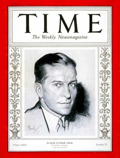 Time - Eugene L. Vidal - Dec. 18, 1933 - Government - Aviation