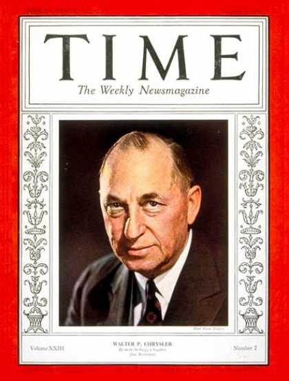 Time - Walter P. Chrysler - Jan. 8, 1934 - Finance - Cars - Business