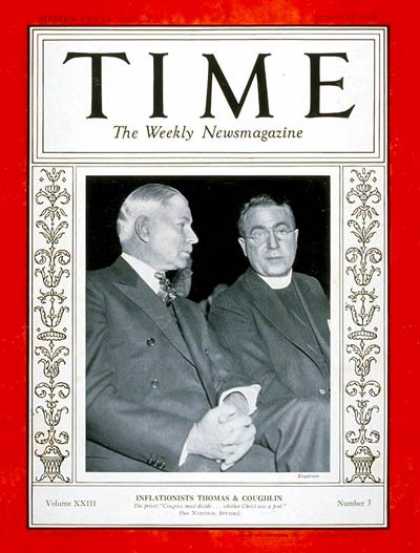 Time - Senator Elmer Thomas & Father Coughlin - Jan. 15, 1934 - Congress - Senators - R