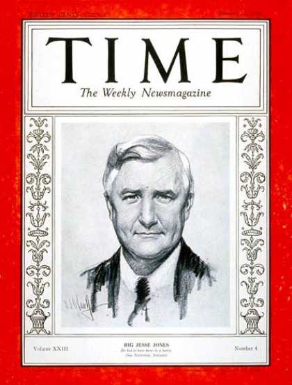 Time - Jesse H. Jones - Jan. 22, 1934 - Business - Great Depression - Politics - New De