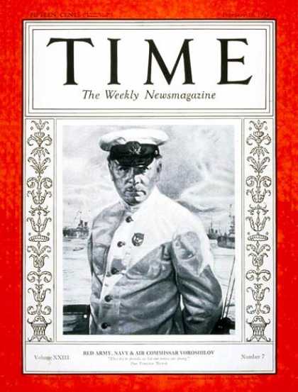 Time - Klimentiy Voroshilov - Feb. 12, 1934