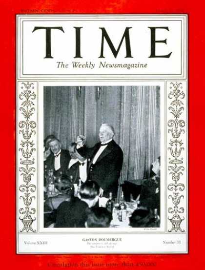 Time - Gaston Doumergue - Mar. 12, 1934 - France