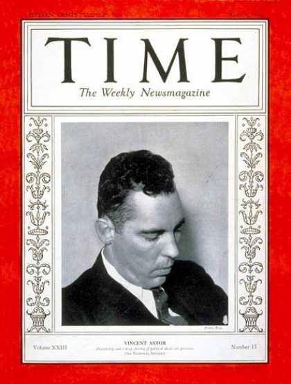 Time - Vincent Astor - Apr. 9, 1934 - Yachting - Business
