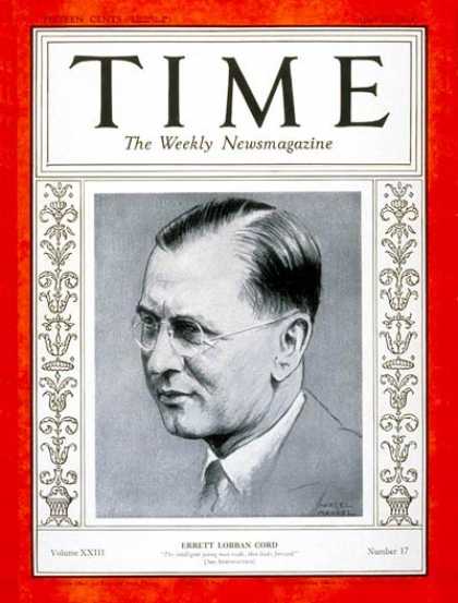 Time - Errett L. Cord - Apr. 23, 1934 - Finance - Cars - Business