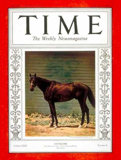 Time - Cavalcade - Aug. 20, 1934 - Animals - Horse Racing - Sports