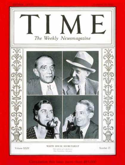 Time - White House Staffers - Dec. 17, 1934 - Politics