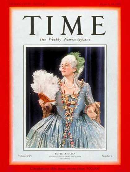 Time - Lotte Lehman - Feb. 18, 1935 - Opera - Singers - Music