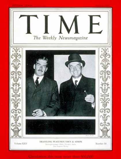 Time - Anthony Eden & Sir John Simon - Apr. 8, 1935 - Anthony Eden - World War II - Gre