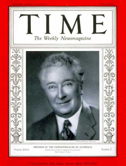 Time - Joseph A. Lyons - July 8, 1935 - Australia