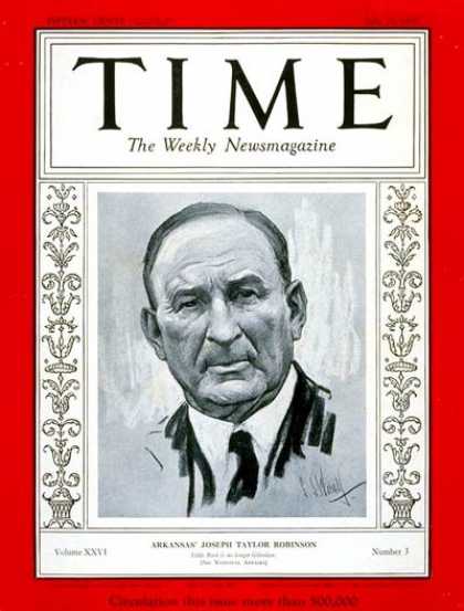Time - Joseph T. Robinson - July 15, 1935 - Congress - Senators - Politics