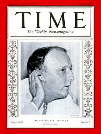 Time - Senator Hugo L. Black - Aug. 26, 1935 - Congress - Senators - Politics