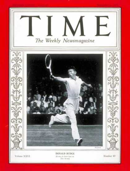 Time - Donald Budge - Sep. 2, 1935 - Tennis - Sports