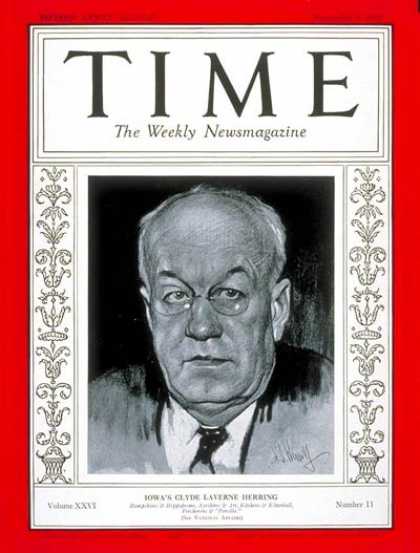 Time - Governor Clyde L. Herring - Sep. 9, 1935 - Governors - Politics