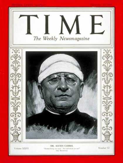Time - Dr. Alexis Carrel - Sep. 16, 1935 - Health & Medicine