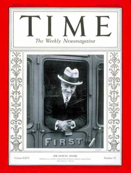 Time - Sir Samuel Hoare - Sep. 23, 1935 - Samuel Hoare - Great Britain