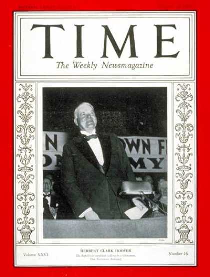 Time - Herbert C. Hoover - Oct. 14, 1935 - Herbert Hoover - U.S. Presidents - Politics