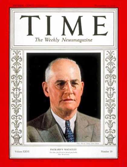 Time - James A. Macauley - Nov. 4, 1935 - Finance - Politics