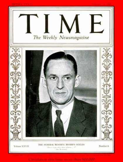 Time - Marriner S. Eccles - Feb. 10, 1936 - Finance - Great Depression - Business