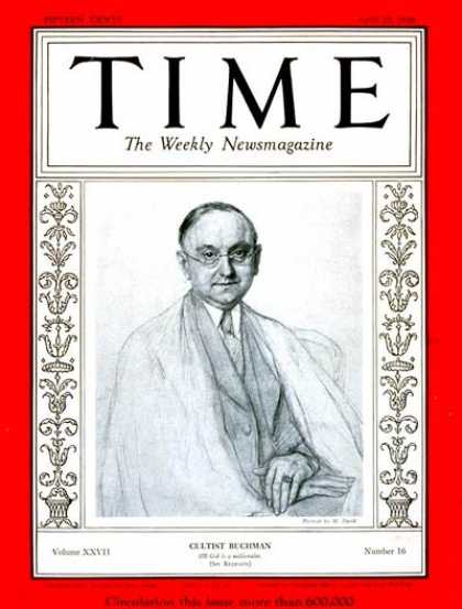 Time - Frank N.D. Buchman - Apr. 20, 1936 - World War II - Missionaries - Religion