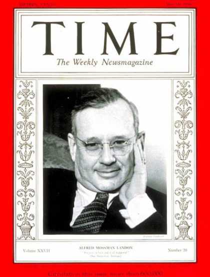 Time - Governor Alfred Landon - May 18, 1936 - Governors - Kansas - Presidential Electi