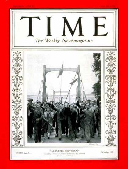 Time - French Strikers - June 22, 1936 - France