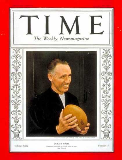Time - Wallace Wade - Oct. 25, 1937 - Football - Education - Sports