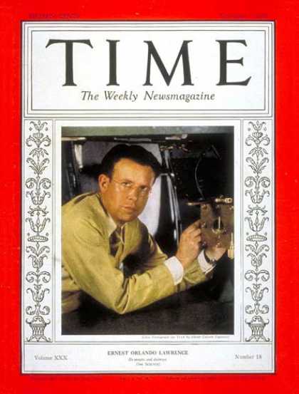 Time - Ernest O. Lawrence - Nov. 1, 1937 - Inventions - Science & Technology - Physicis
