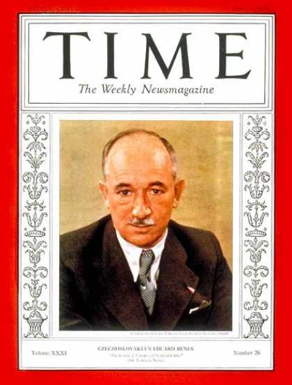 Time - Eduard Benes - June 27, 1938 - Czechoslovakia