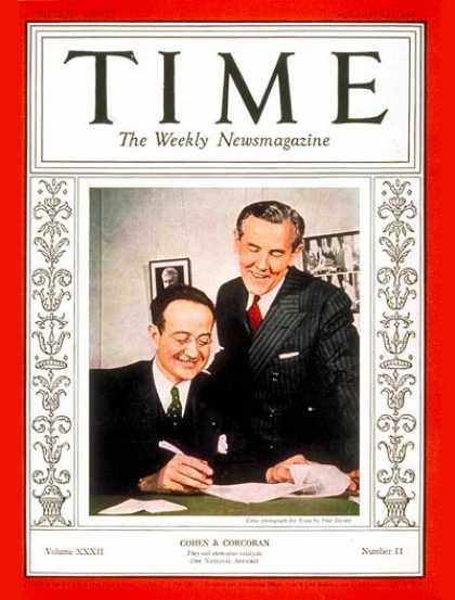 Time - Thomas Corcoran & Benjamin V. Cohen - Sep. 12, 1938 - Politics