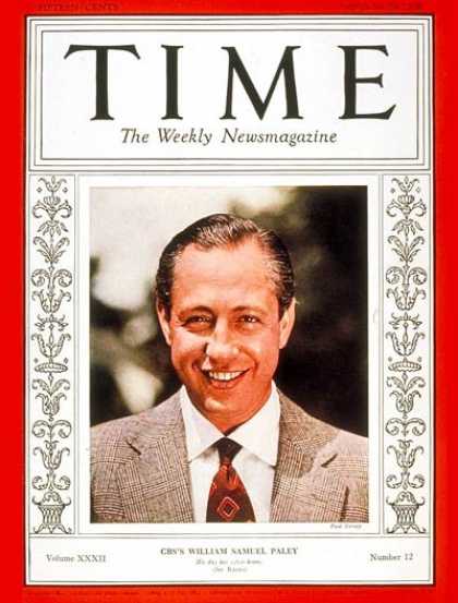 Time - William S. Paley - Sep. 19, 1938 - Radio - Broadcasting