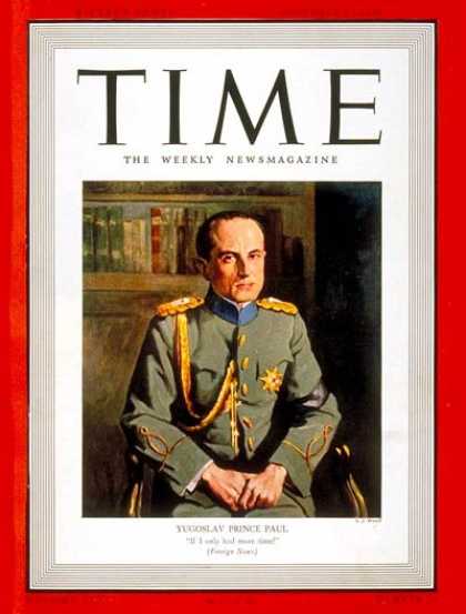Time - Prince Paul - Dec. 12, 1938 - Yugoslavia - World War II