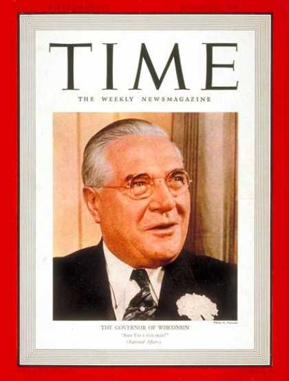Time - Governor Julius P. Heil - Jan. 16, 1939 - Governors - Wisconsin - Politics