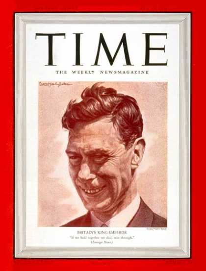 Time - King George VI - May 15, 1939 - Royalty - Great Britain