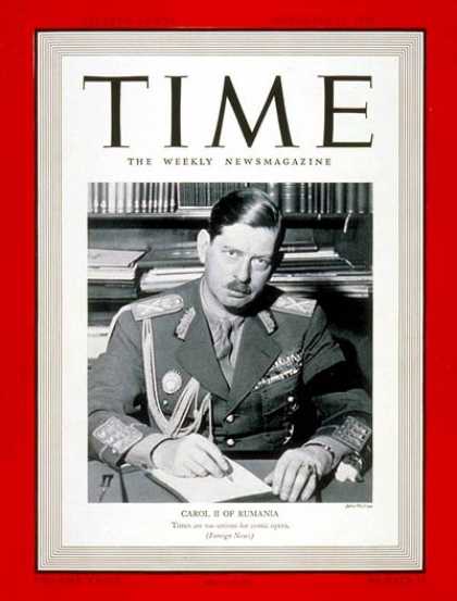 Time - King Carol II - Nov. 13, 1939 - Royalty - Romania