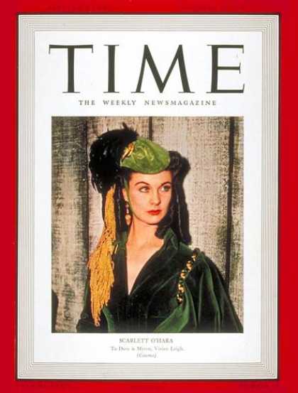 Time - Vivien Leigh - Dec. 25, 1939 - Actresses - Movies