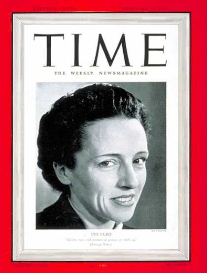 Time - Eve Curie - Feb. 12, 1940 - United Nations - NATO - Diplomacy