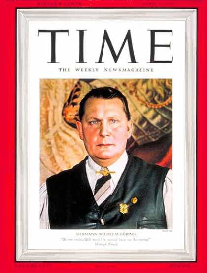 Time - Hermann Goring - Apr. 1, 1940 - Germany - Third Reich - Nazism