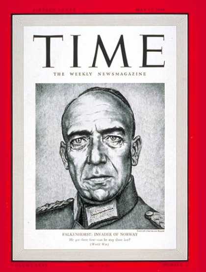 Time - General Von Falkenhorst - May 13, 1940 - World War II - Germany - Generals