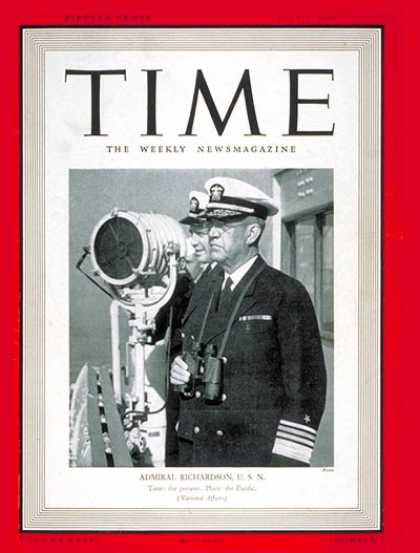 Time - Admiral Richardson - July 1, 1940 - Admirals - Navy - Military