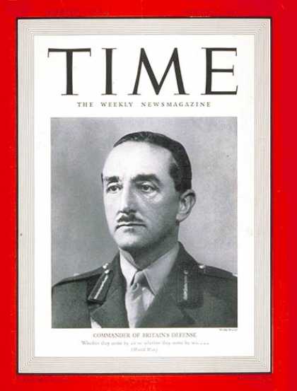 Time - Sir Alan F. Brooke - Aug. 5, 1940 - World War II - Great Britain