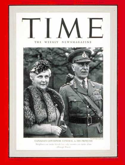 Time - Earl of Athlone - Sep. 2, 1940 - World War II - Canada