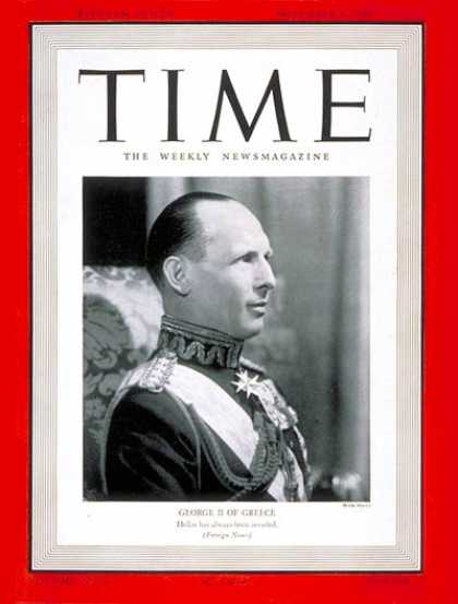 Time - King George II - Nov. 4, 1940 - Royalty - Greece - World War II