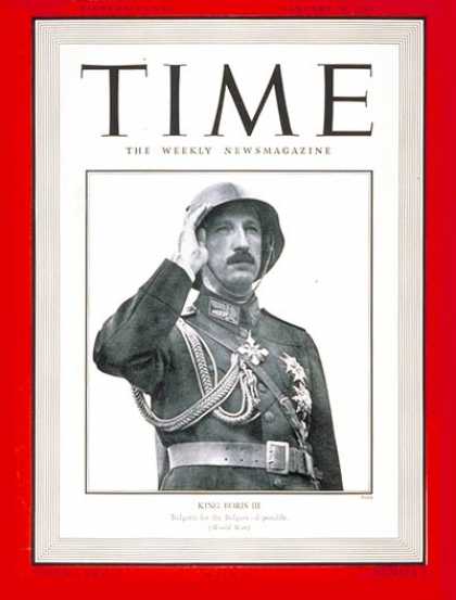 Time - King Boris III - Jan. 20, 1941 - Royalty - Bulgaria