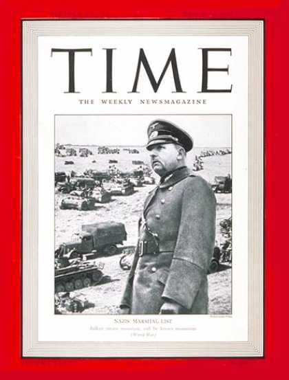 Time - Field Marshal List - Mar. 24, 1941 - Germany - Military - World War II - Nazism