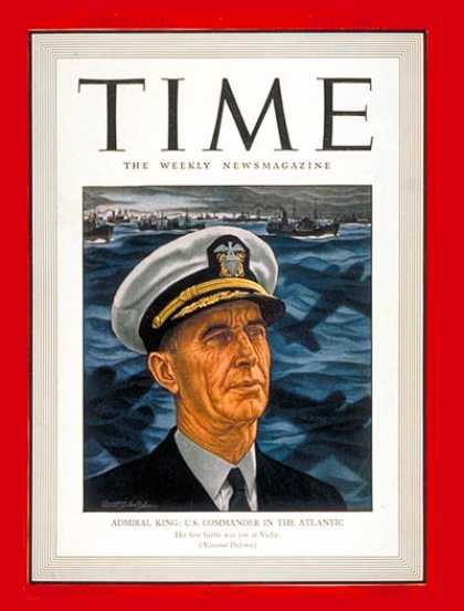 Time - Admiral Ernest J. King - June 2, 1941 - Admirals - Navy - Military