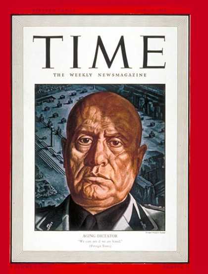 Time - Benito Mussolini - June 9, 1941 - Facism - Italy - World War II - Military