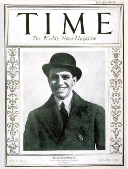 Time - Juan Belmonte - Jan. 5, 1925 - Spain - Sports